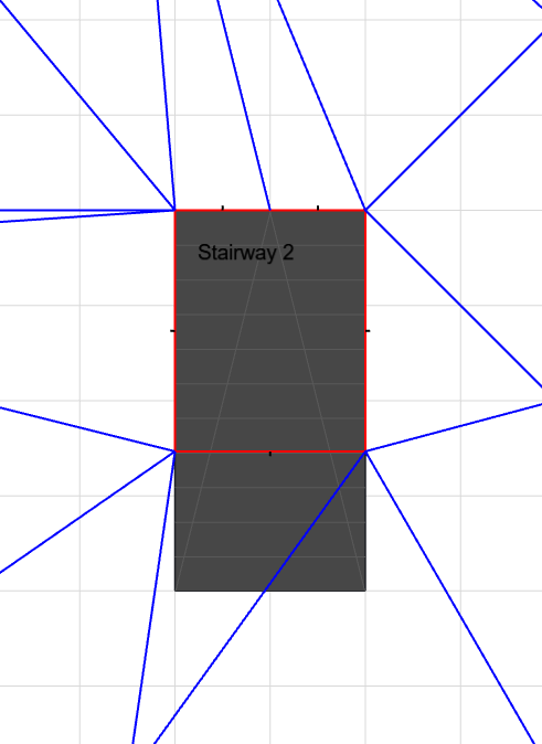 &ldquo;Virtual&rdquo; obstruction at the upper edge of the stairway