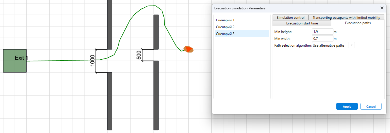 A person cannot pass through an opening that is 0.5 meters wide.