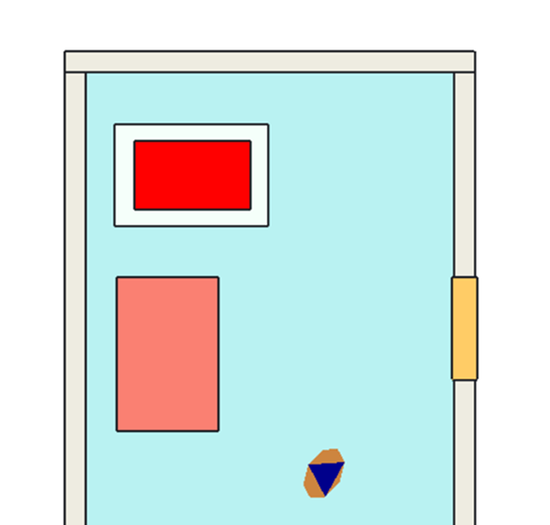 A fire source element, presented in bright red color