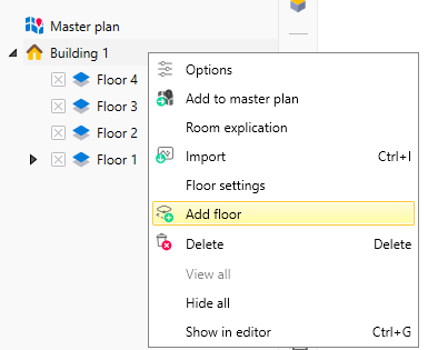 Adding a New Floor in the Scenario Browser