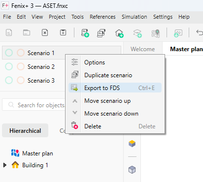 Exporting a Scenario to the FDS Source Data File