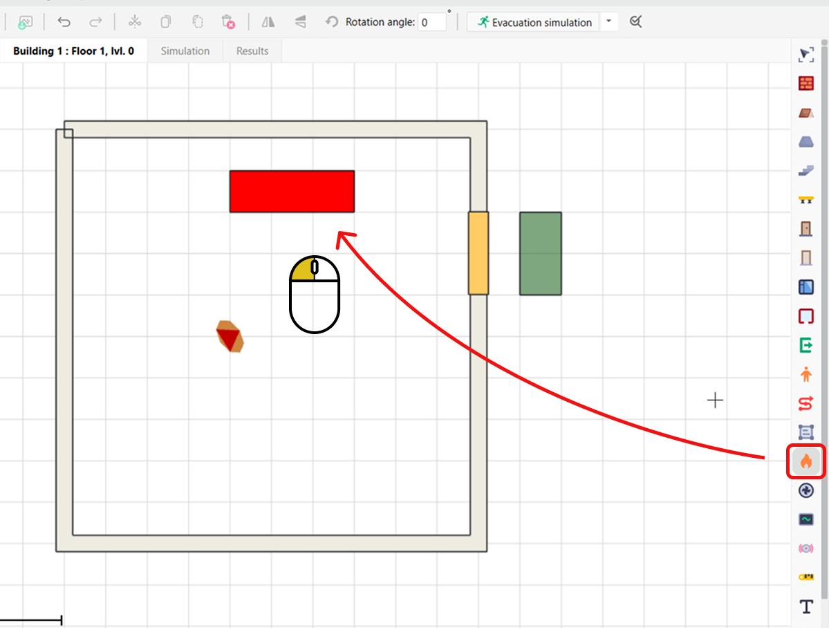 Placing a fire source